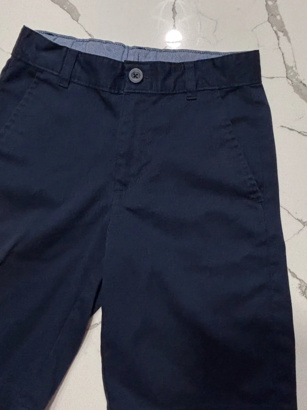 Chaps Kids Navy Big Boys Flat front Adjustable Chino Shorts Girls Unisex Size 8